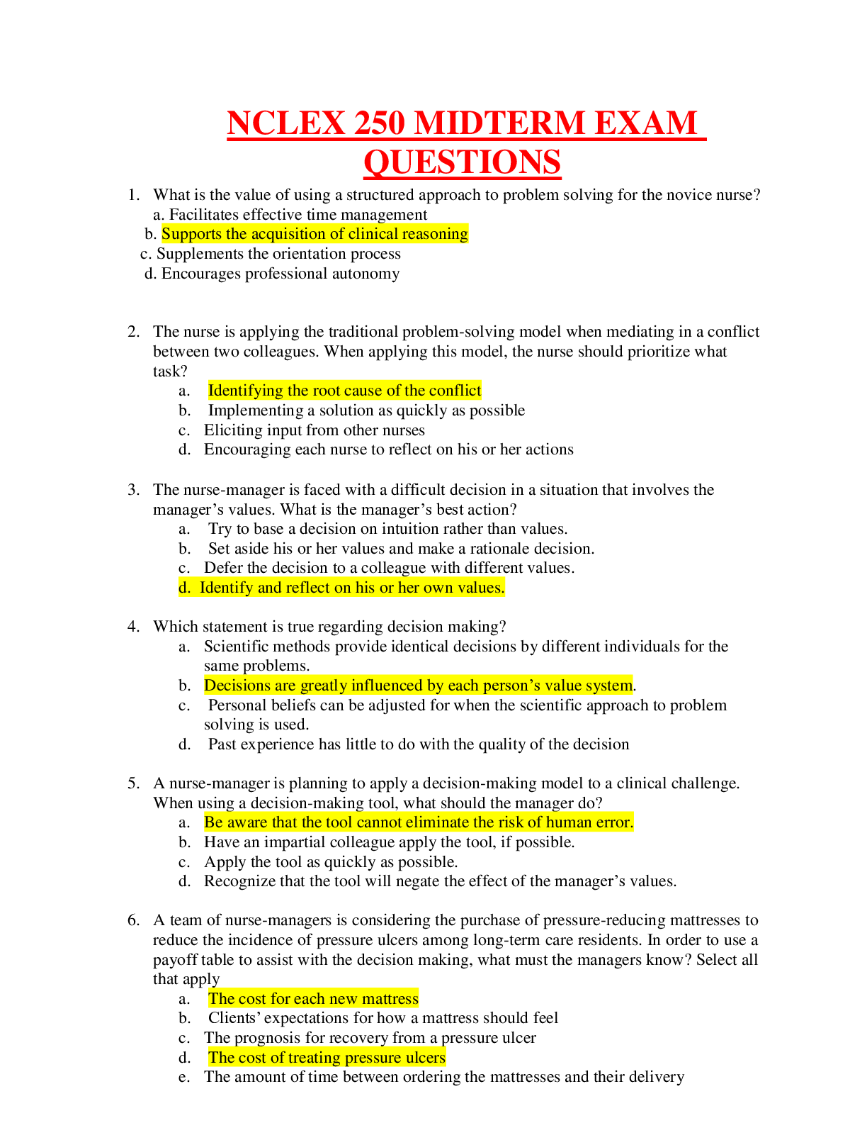 Preview image for NCLEX 250 MIDTERM ACTUAL EXAM WITH 150 CORRECT QUESTIONS AND ANSWERS COMPLETE GUIDE TO BOOST YOUR GRADES.DOWNLOAD FOR TOTAL SATISFACTION.